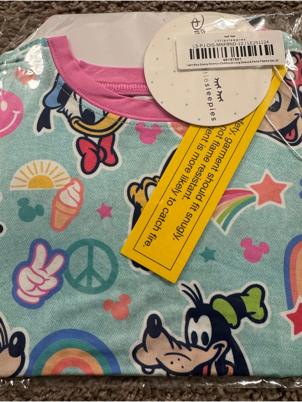 Little Sleepies Disney Mickeys Clubhouse long sleeve and pants 3T
